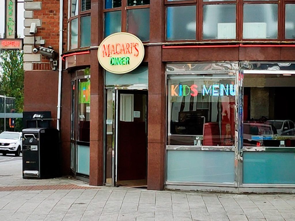 Macaris Diner Ashbourne Meath Glass Banner Smart Digital Signage Ireland