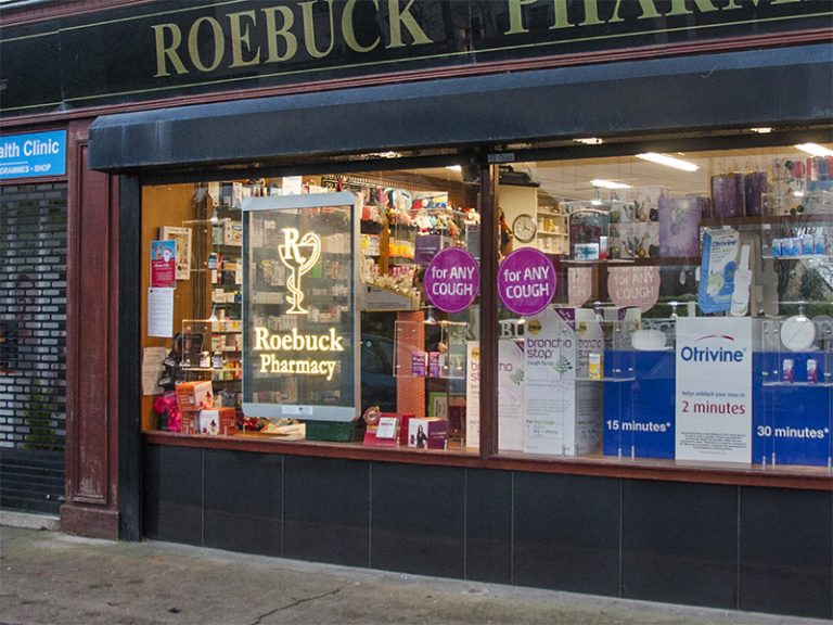 Roebuck Pharmacy Dublin Transparent Digital Poster Smart Digital Signage Ireland